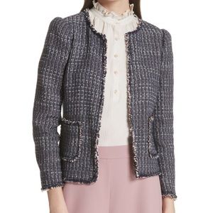 Rebecca Taylor 8 Tweed Jacket Navy Blue Pink